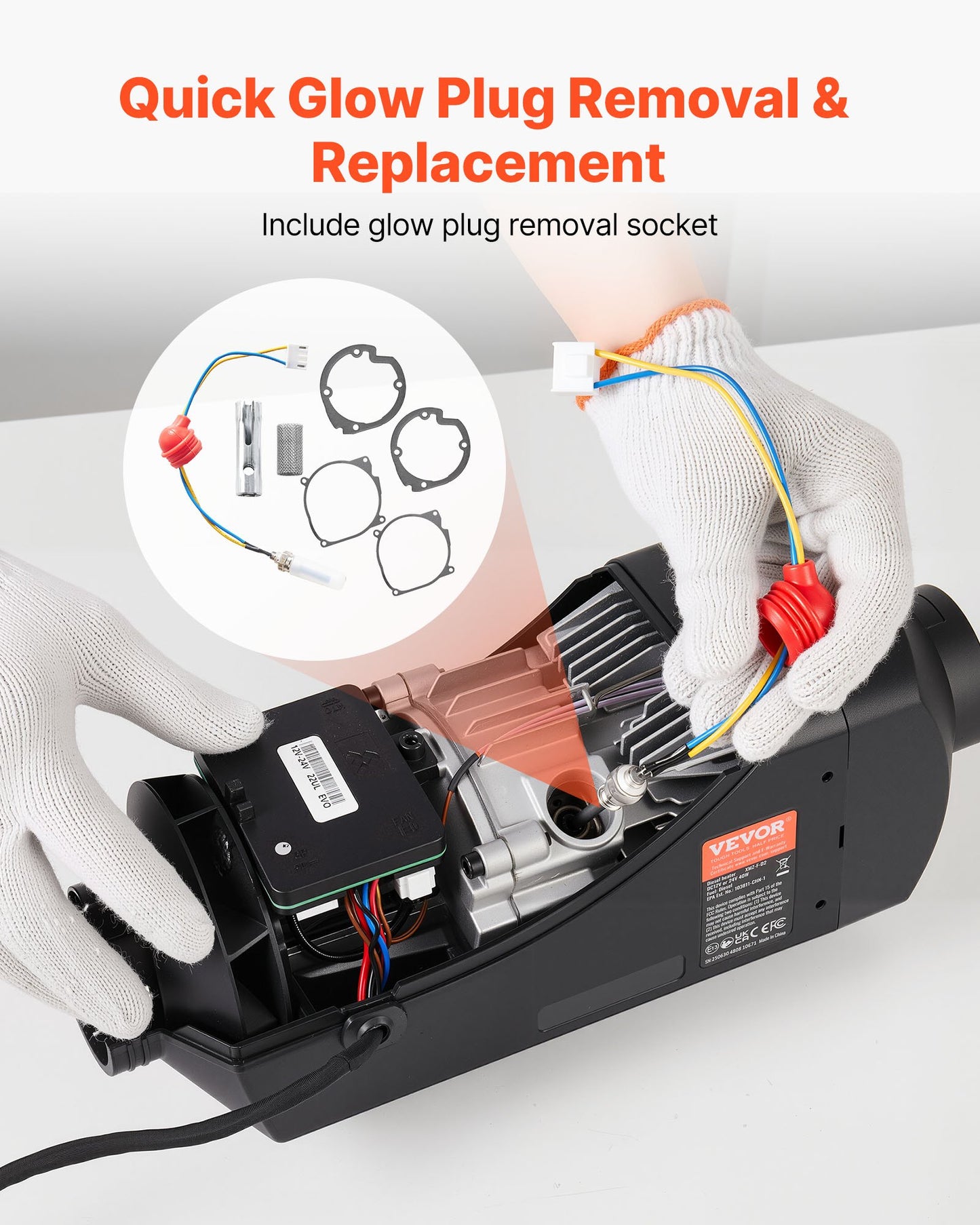 VEVOR 8V Glow Plug Repair Kit, Glow Plug Heater Repair Parking Heater Maintenance Kit with Atomization Mesh, Compatible with 2KW 5KW 8KW Diesel Air Heaters Models, Diesel Heaters Parts for Car Truck