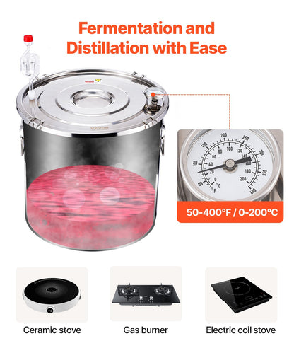 VEVOR Moonshine Still 13 Gal Water Alcohol Distiller Brewing Kit Stainless Steel