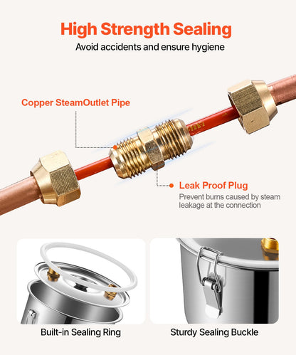 VEVOR Moonshine Still 8 Gal Water Alcohol Distiller Brewing Kit Stainless Steel