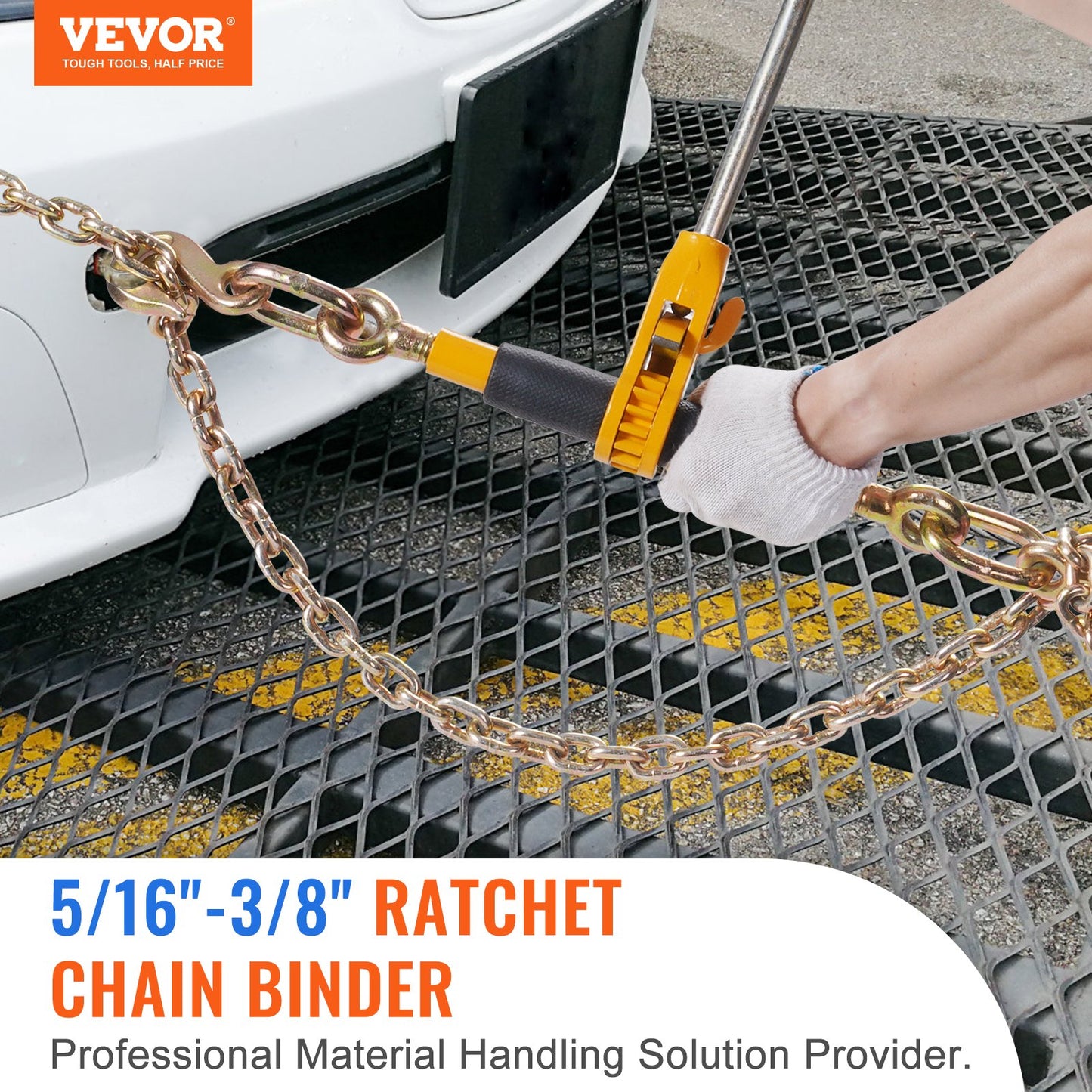 VEVOR Ratchet Chain Binder 5/16"-3/8" Load Binders 7100 lbs w/ G80 Chains 4 Pcs