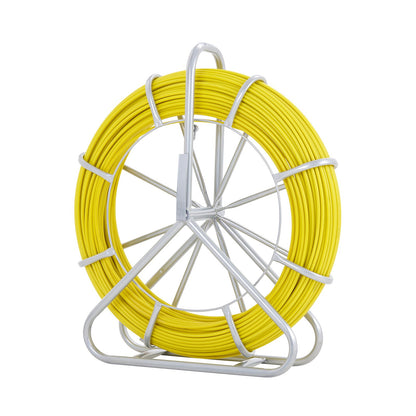 VEVOR  Tape Fiberglass, 129.5 m, 6.35 mm, Duct Rodder  Wire Puller, Cable Running Rod with Steel Reel Stand, 3 Pulling Heads, reach Tools for Walls and Electrical Conduit, Non-Conductive