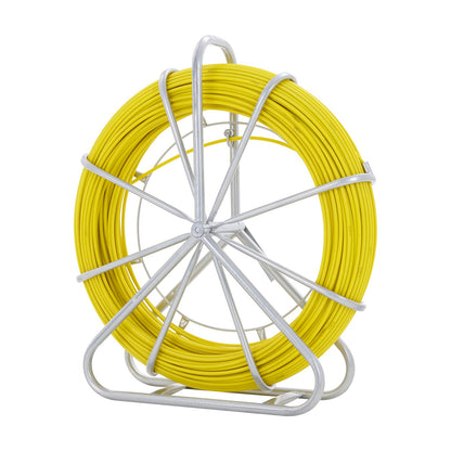 VEVOR  Tape Fiberglass, 129.5 m, 6.35 mm, Duct Rodder  Wire Puller, Cable Running Rod with Steel Reel Stand, 3 Pulling Heads, reach Tools for Walls and Electrical Conduit, Non-Conductive