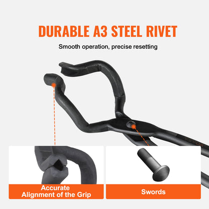 VEVOR Blacksmith Tongs, 463mm Z V-Bit Tongs, Carbon Steel Forge Tongs with A3 Steel Rivets, for Knife Blades, Long Pieces, Circular Forgings, for Beginner and Seasoned Blacksmiths and Bladesmiths