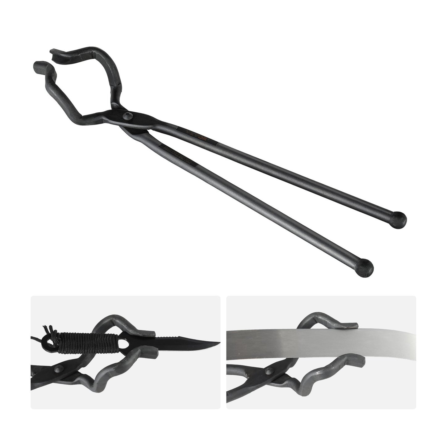 VEVOR Blacksmith Tongs, 463mm Z V-Bit Tongs, Carbon Steel Forge Tongs with A3 Steel Rivets, for Knife Blades, Long Pieces, Circular Forgings, for Beginner and Seasoned Blacksmiths and Bladesmiths