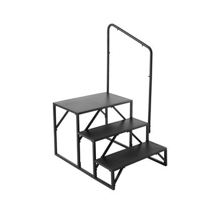 VEVOR RV Steps, 3-Step RV Stairs, 199.58KGS  Load Capacity, Thickened Carbon Steel, With Handrail, Non-Slip Steps for Safe Entry and Exit, Suit for RV, Trailer, Camper Steps