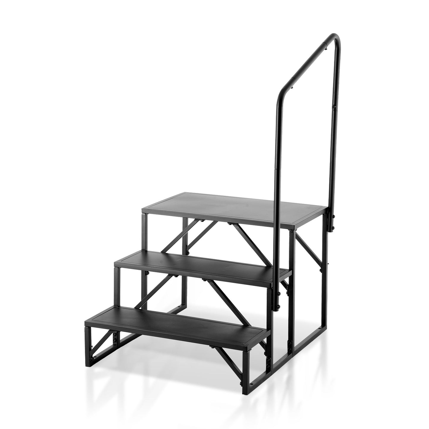 VEVOR RV Steps, 3-Step RV Stairs, 199.58KGS  Load Capacity, Thickened Carbon Steel, With Handrail, Non-Slip Steps for Safe Entry and Exit, Suit for RV, Trailer, Camper Steps
