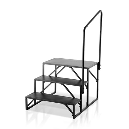 VEVOR RV Steps, 3-Step RV Stairs, 199.58KGS  Load Capacity, Thickened Carbon Steel, With Handrail, Non-Slip Steps for Safe Entry and Exit, Suit for RV, Trailer, Camper Steps