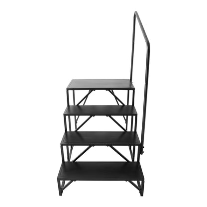 VEVOR RV Steps, 4-Step RV Stairs, 199.58KGS Load Capacity, Thickened Carbon Steel, With Handrail, Non-Slip Steps for Safe Entry and Exit, Suit for RV, Trailer, Camper Steps