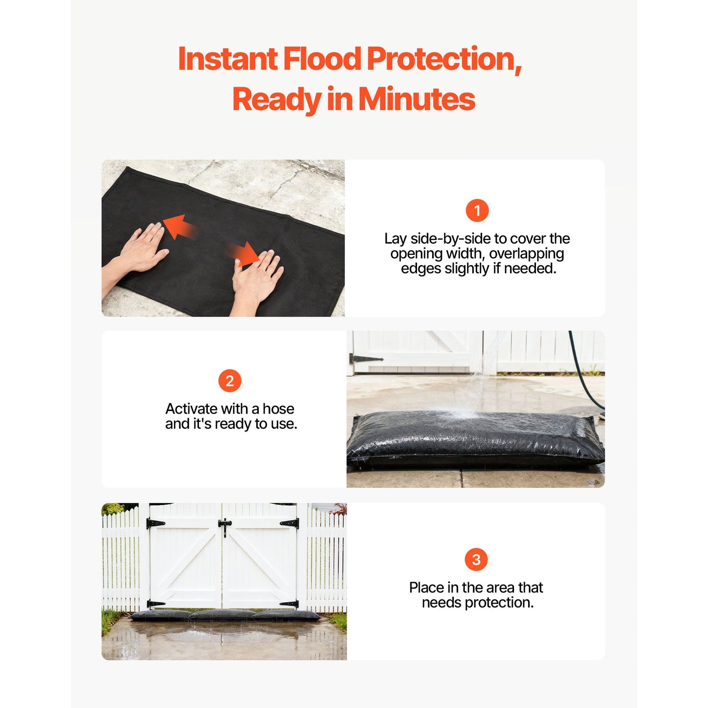 Flood Barrier, 6 Pack, 830 x 430 mm Flood Bags Activated by Water, Reusable Water Absorbent Barrier, Sandless Sandbags Blockage, Flooding Prevention Bags for Home, Doorways, Basement, Garage