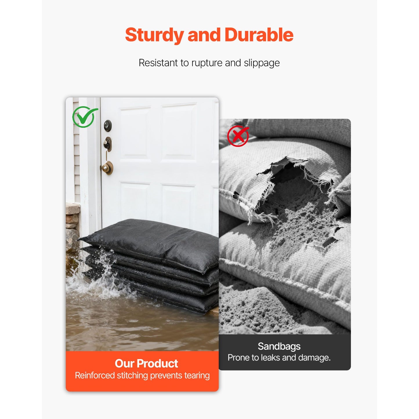 Flood Barrier, 6 Pack, 830 x 430 mm Flood Bags Activated by Water, Reusable Water Absorbent Barrier, Sandless Sandbags Blockage, Flooding Prevention Bags for Home, Doorways, Basement, Garage