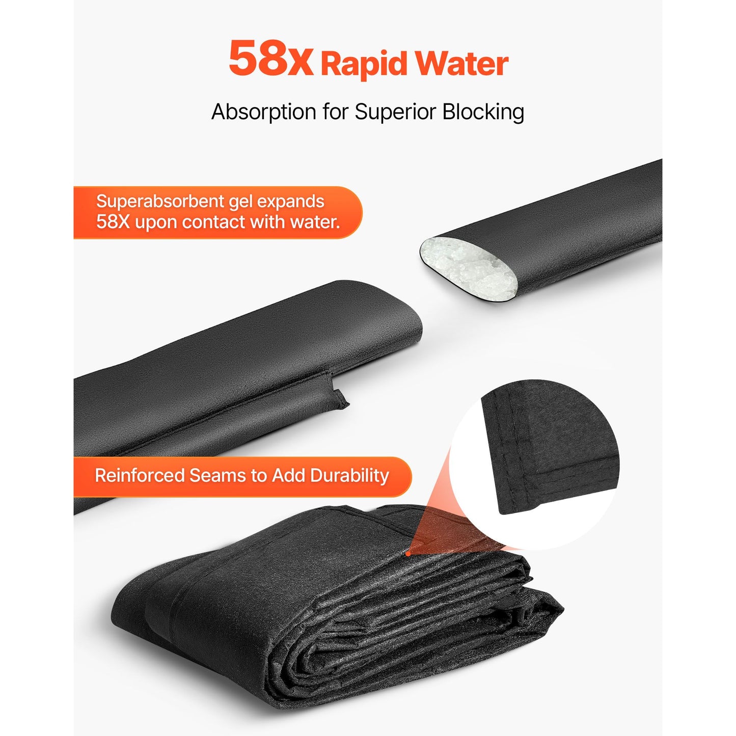 Flood Barrier, 8 Pack, 480 x 435 mm Flood Bags Activated by Water, Reusable Water Absorbent Barrier, Sandless Sandbags Blockage, Flooding Prevention Bags for Home, Doorway, Basement, Garage