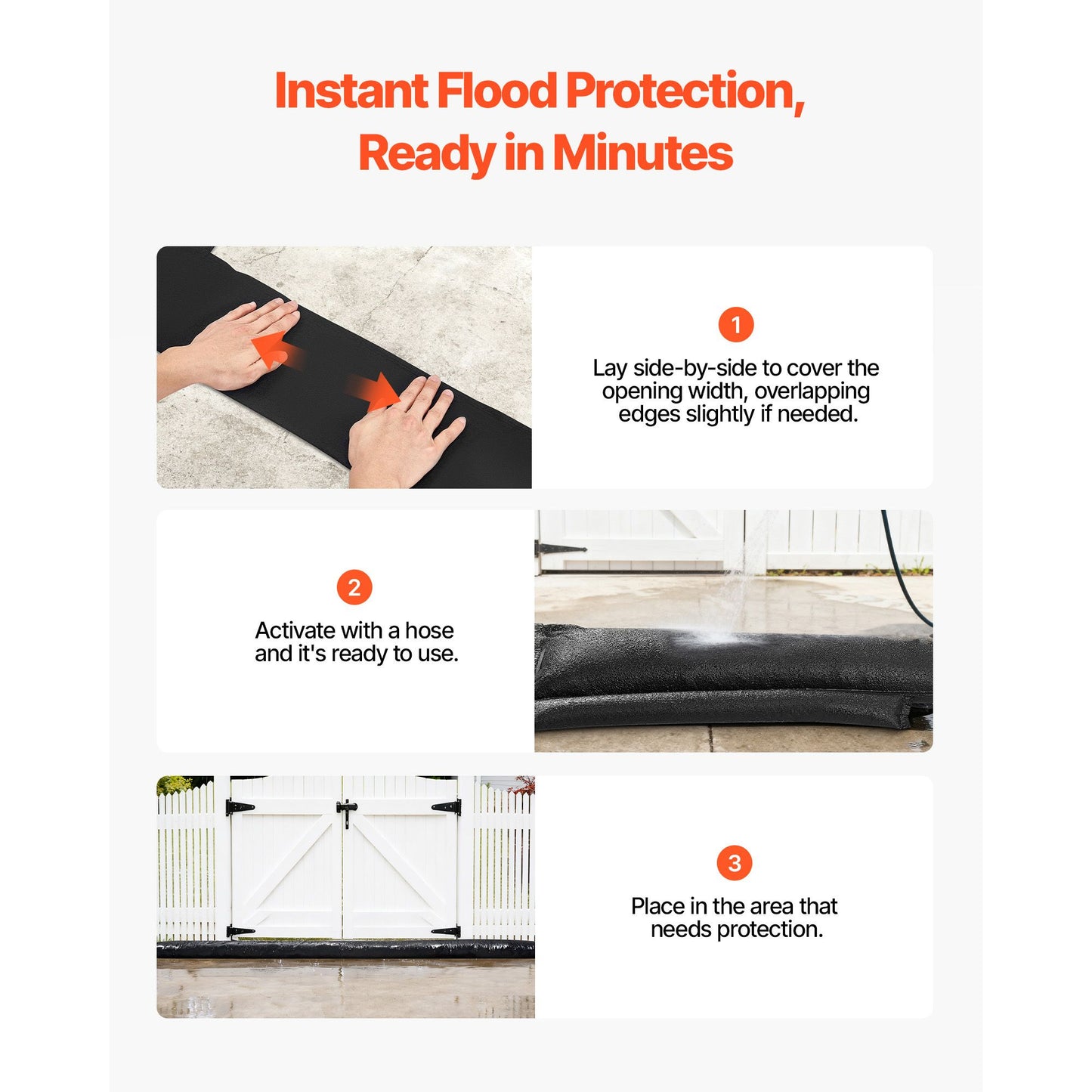 Flood Barrier, 8 Pack, 480 x 435 mm Flood Bags Activated by Water, Reusable Water Absorbent Barrier, Sandless Sandbags Blockage, Flooding Prevention Bags for Home, Doorway, Basement, Garage