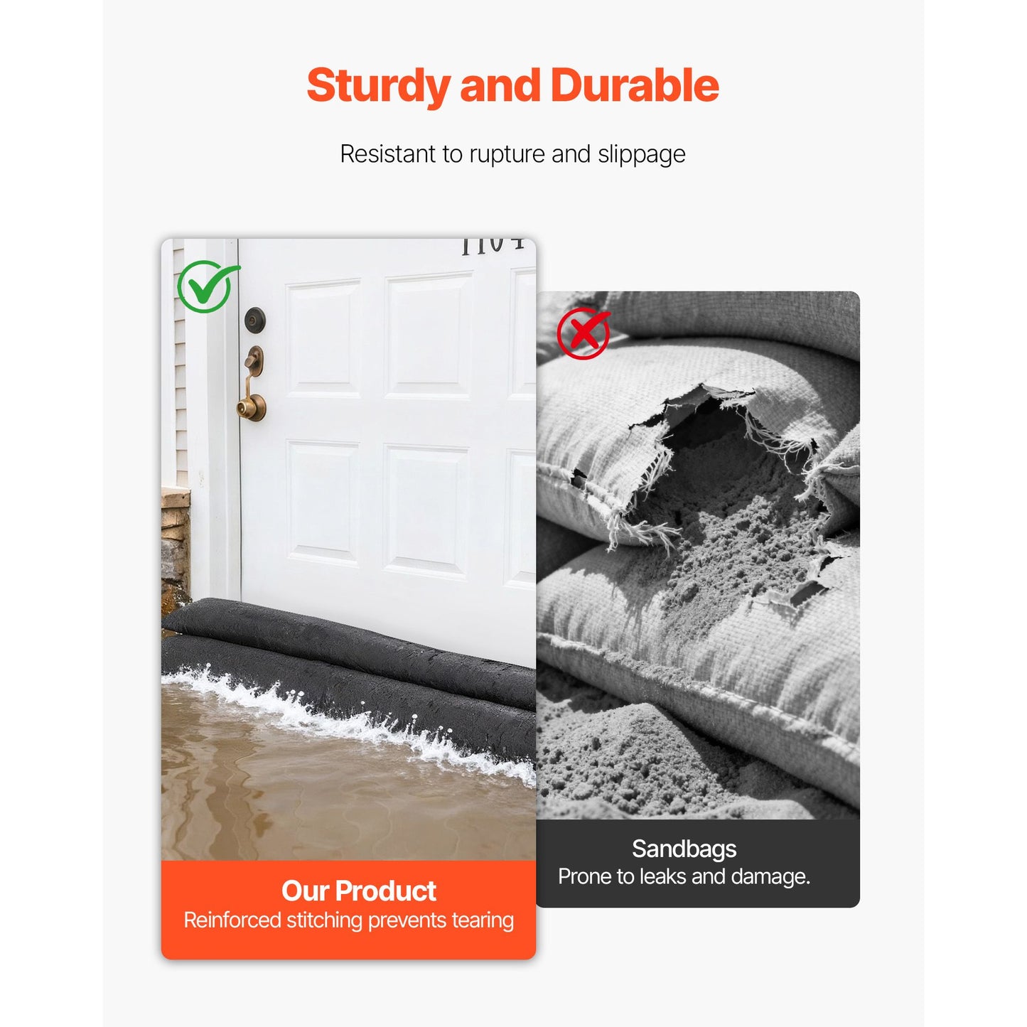 Flood Barrier, 8 Pack, 480 x 435 mm Flood Bags Activated by Water, Reusable Water Absorbent Barrier, Sandless Sandbags Blockage, Flooding Prevention Bags for Home, Doorway, Basement, Garage