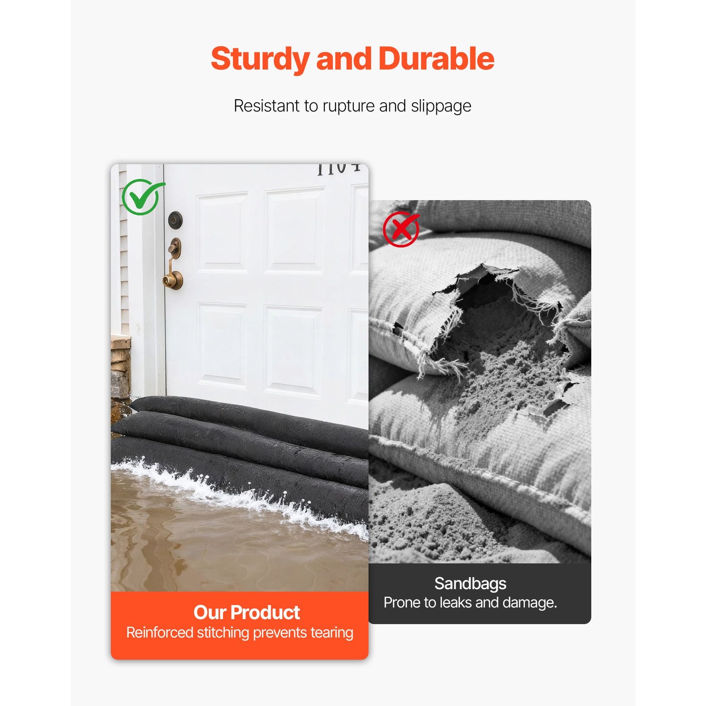 Flood Barrier, 4 Pack, 1530 x 210 mm Flood Bags Activated by Water, Reusable Water Absorbent Barrier, Sandless Sandbags Blockage, Flooding Prevention Bags for Home, Doorway, Basement, Garage