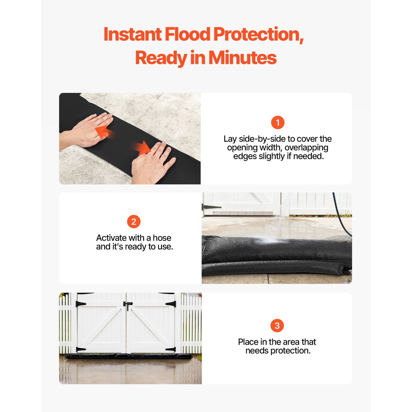 Flood Barrier, 10 Pack, 1530 x 210 mm Flood Bags with Bucket, Reusable Water Absorbent Barrier Activated by Water, Sandless Sandbags Blockage, Flooding Prevention Bags for Basement, Garage, Doorway