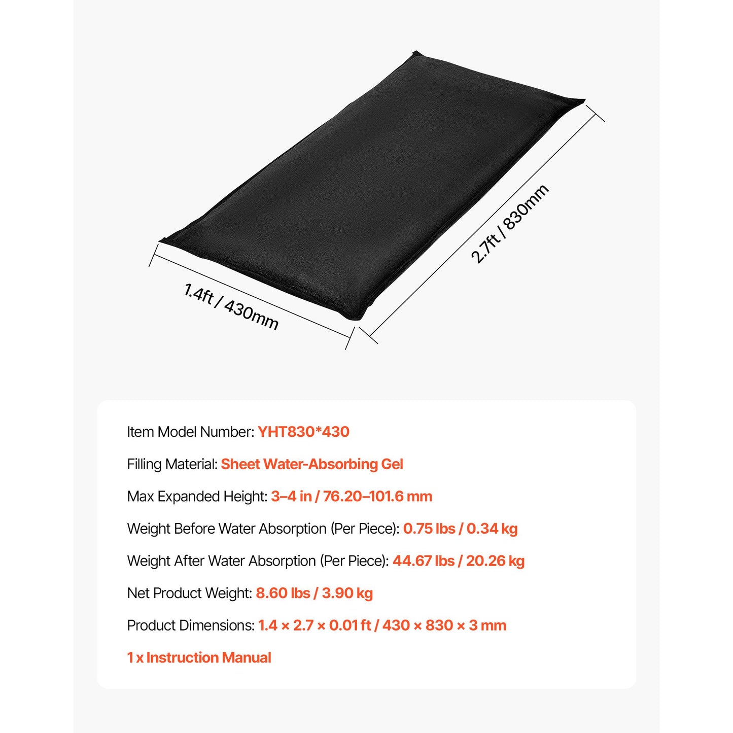 Flood Barrier, 10 Pack, 430 x 830 mm Flood Bags with Bucket, Reusable Water Absorbent Barrier Activated by Water, Sandless Sandbags Blockage, Flooding Prevention Bags for Door, Basement, Garage