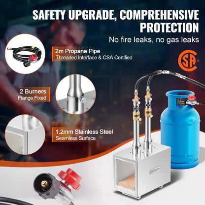 VEVOR Portable Propane Forge 2 Burner Farrier Forge Knife Metal Square