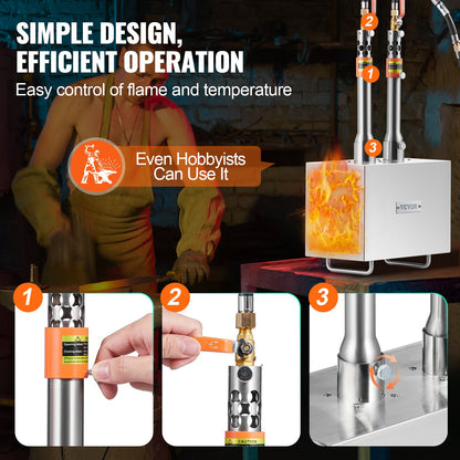 VEVOR Portable Propane Forge 2 Burner Farrier Forge Knife Metal Square