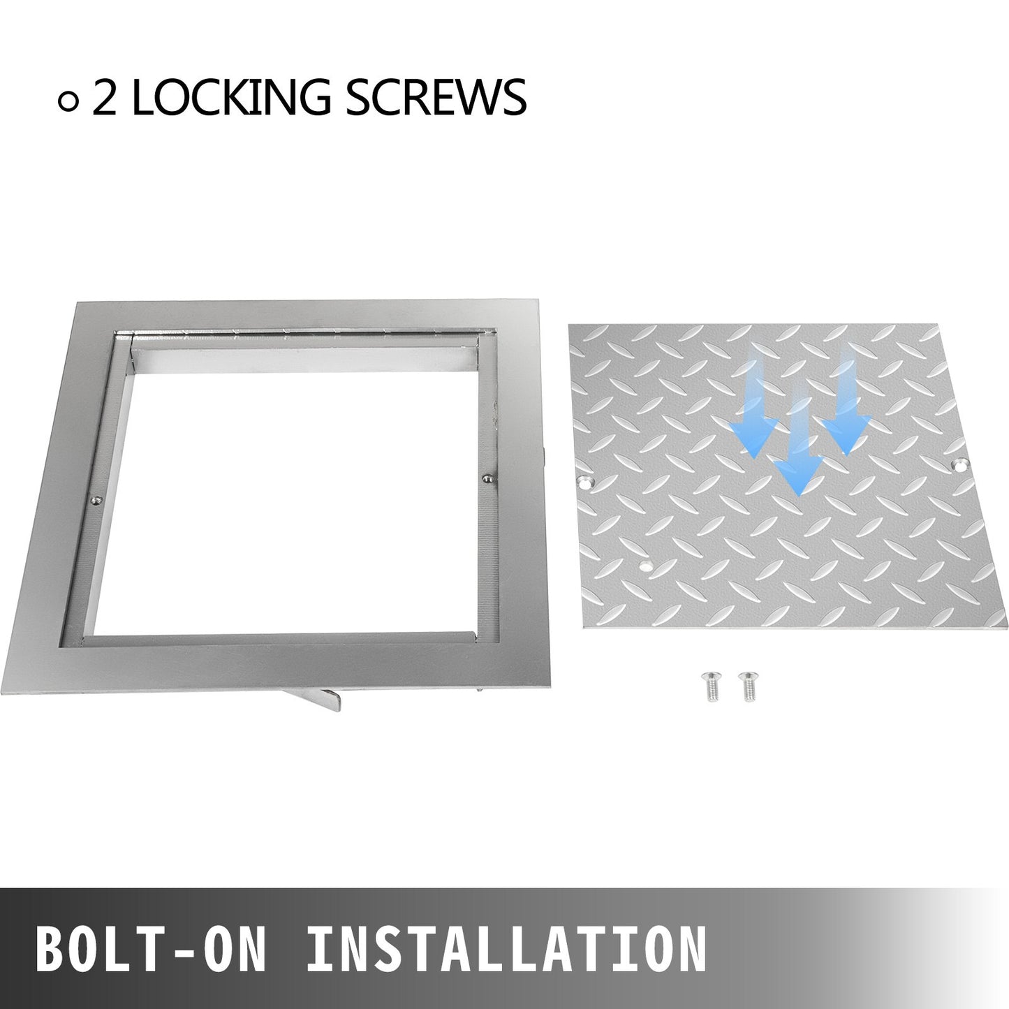 VEVOR Recessed Manhole Cover 11.8\"x11.8\" Clear Opening, Galvanized Steel Drain Cover Overall Size 14.5\"x14.5\", Sealed Square Manhole Cover and Frame, Steel Man Hole Lid Inspection Access for Boat/