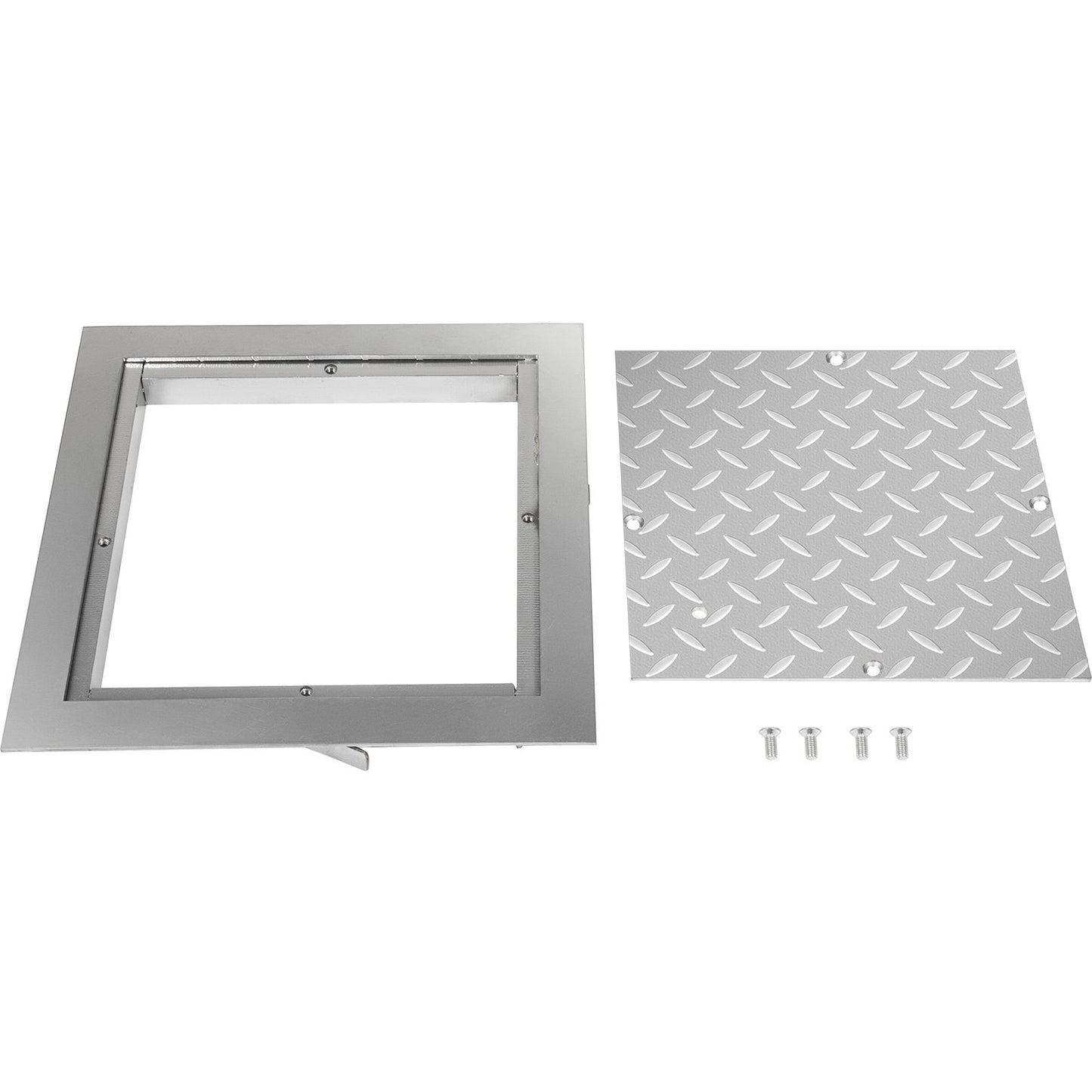 VEVOR Recessed Manhole Cover 60 x 60 cm Clear Opening, Galvanized Steel Drain Cover Overall Size 67 x 67 cm, Sealed Square Manhole Cover and Frame, Steel Man Hole Lid Inspection Access for Boat/