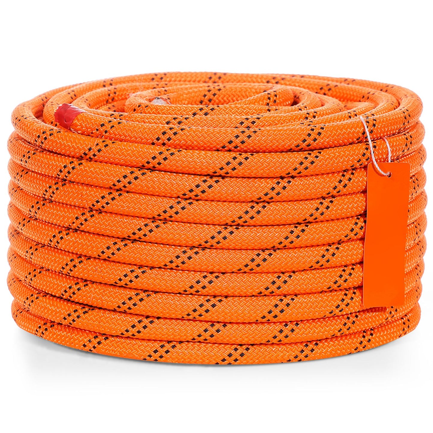 Double Braided Polyester Rope, 12.7 mm x 36.57 m, 48 Strands, 35.58kN Breaking Strength Outdoor Climbing Rope, Arborist Rigging Rope for Rock Hiking Camping Swing Rappelling Rescue, Orange/Black