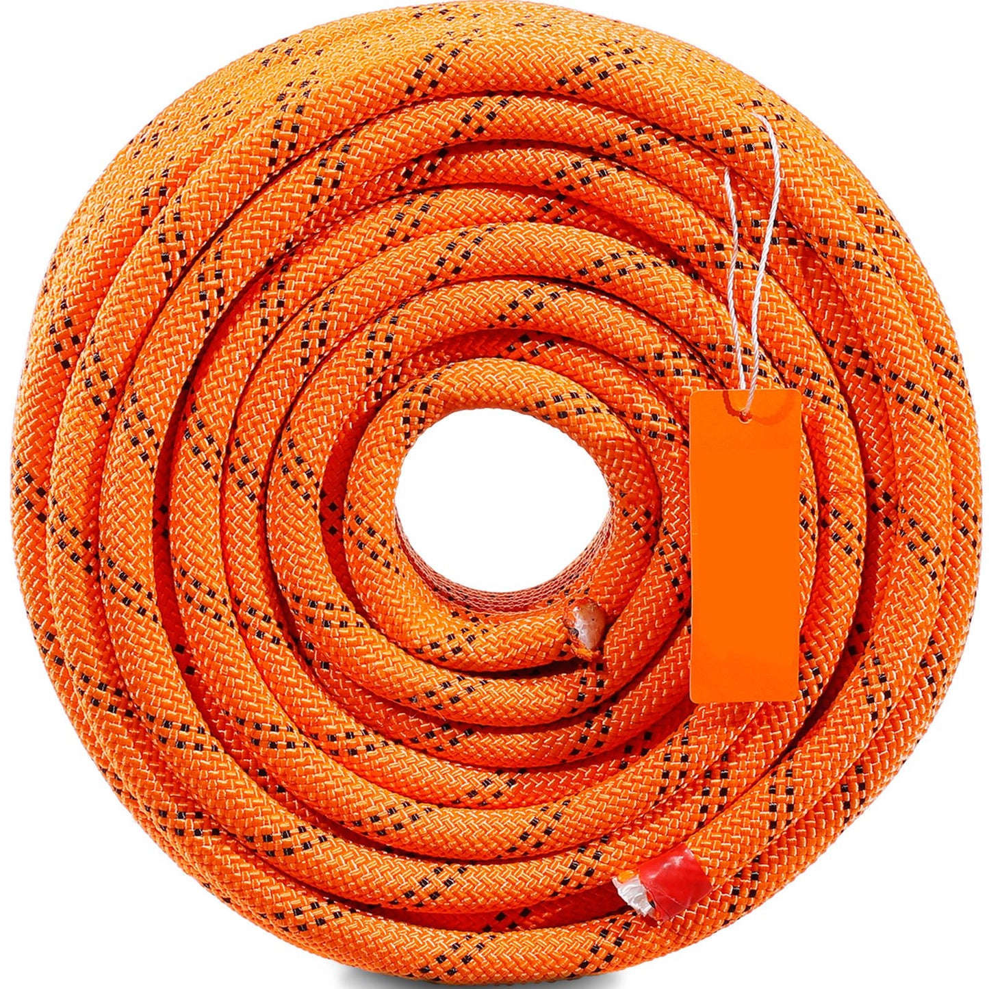 Double Braided Polyester Rope, 12.7 mm x 36.57 m, 48 Strands, 35.58kN Breaking Strength Outdoor Climbing Rope, Arborist Rigging Rope for Rock Hiking Camping Swing Rappelling Rescue, Orange/Black