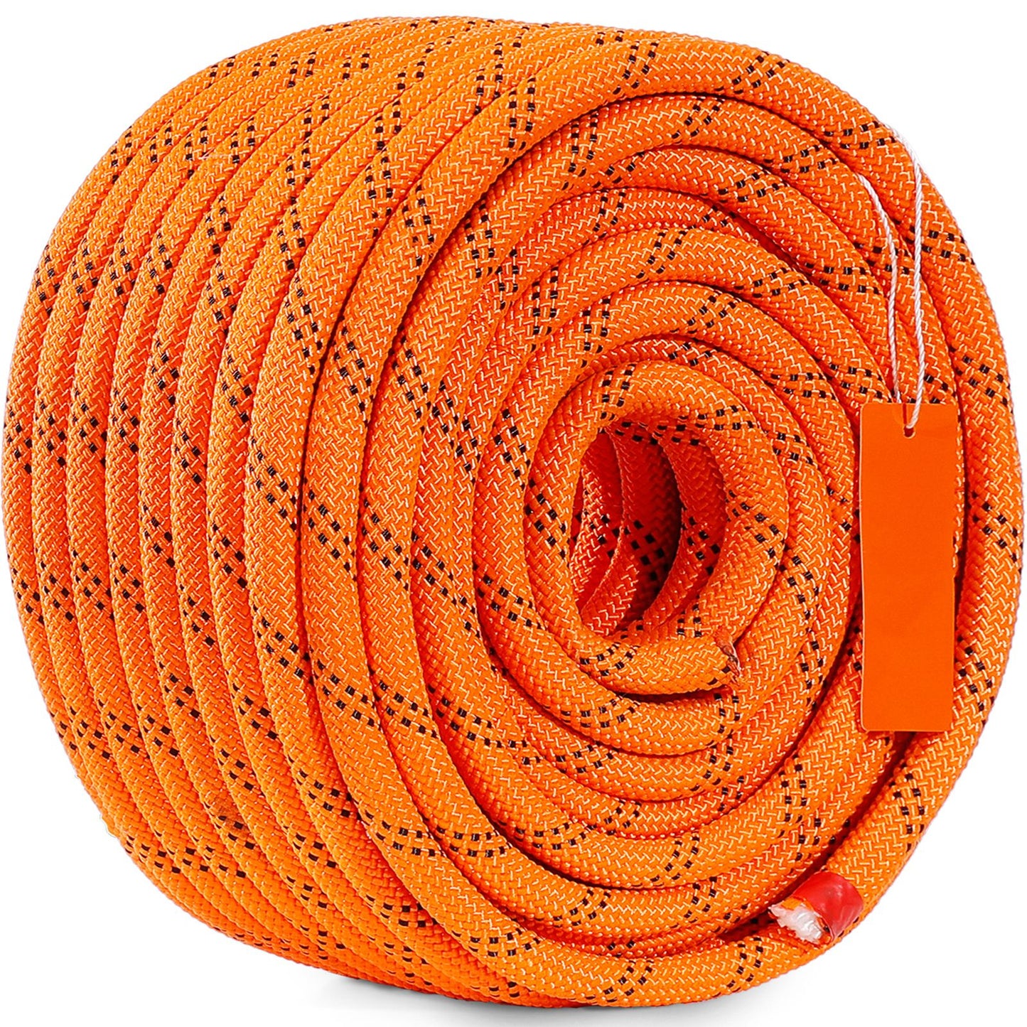 Double Braided Polyester Rope, 12.7 mm x 36.57 m, 48 Strands, 35.58kN Breaking Strength Outdoor Climbing Rope, Arborist Rigging Rope for Rock Hiking Camping Swing Rappelling Rescue, Orange/Black