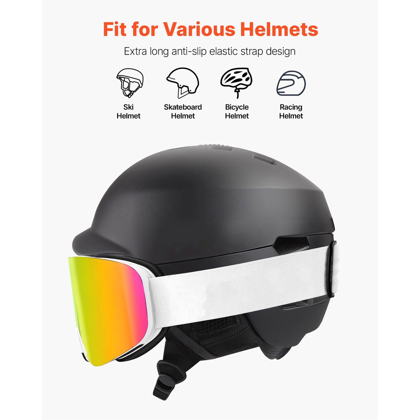 Frameless Ski Goggles, Magnet Cylindrical Lens with Pink Revo Coating, OTG Anti fog Snow Goggles for Men Women Youth, TPU Frame & Ventilation Structure, Fit for Skiing, Skating, Snowboarding