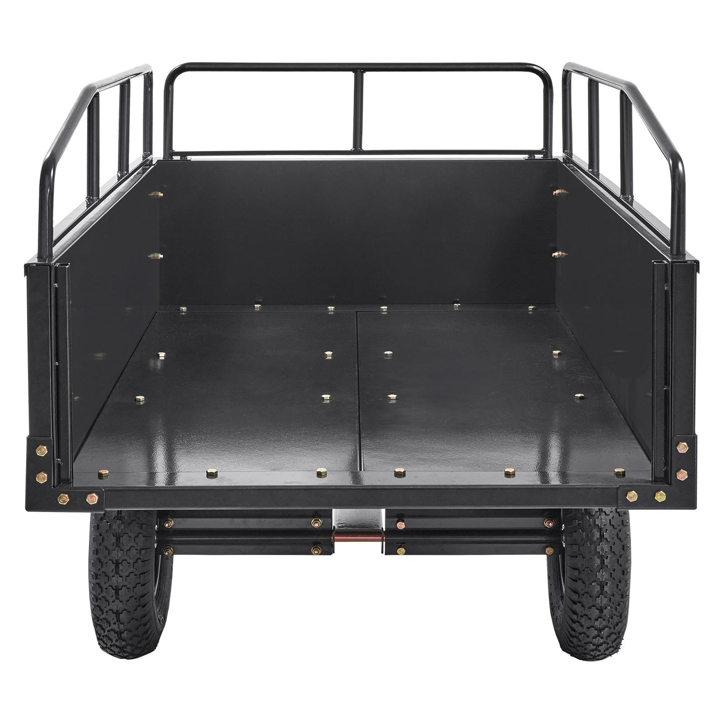 Heavy Duty ATV Trailer Steel Dump Cart, 750-Pound 15 Cubic Feet, Garden Utility Trailer with Removable Sides for Riding Lawn Mower Tractor
