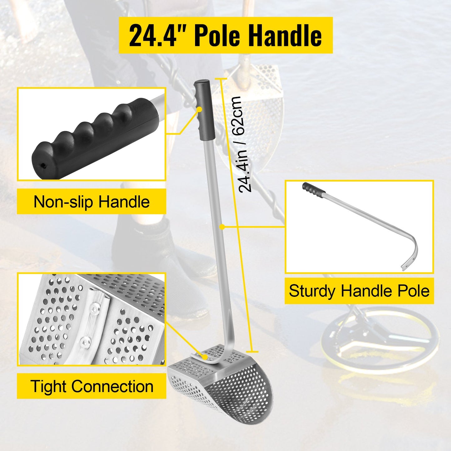 VEVOR Metal Detector Sand Scoop Metal Detecting Hunting Scoop w/ Steel Handle