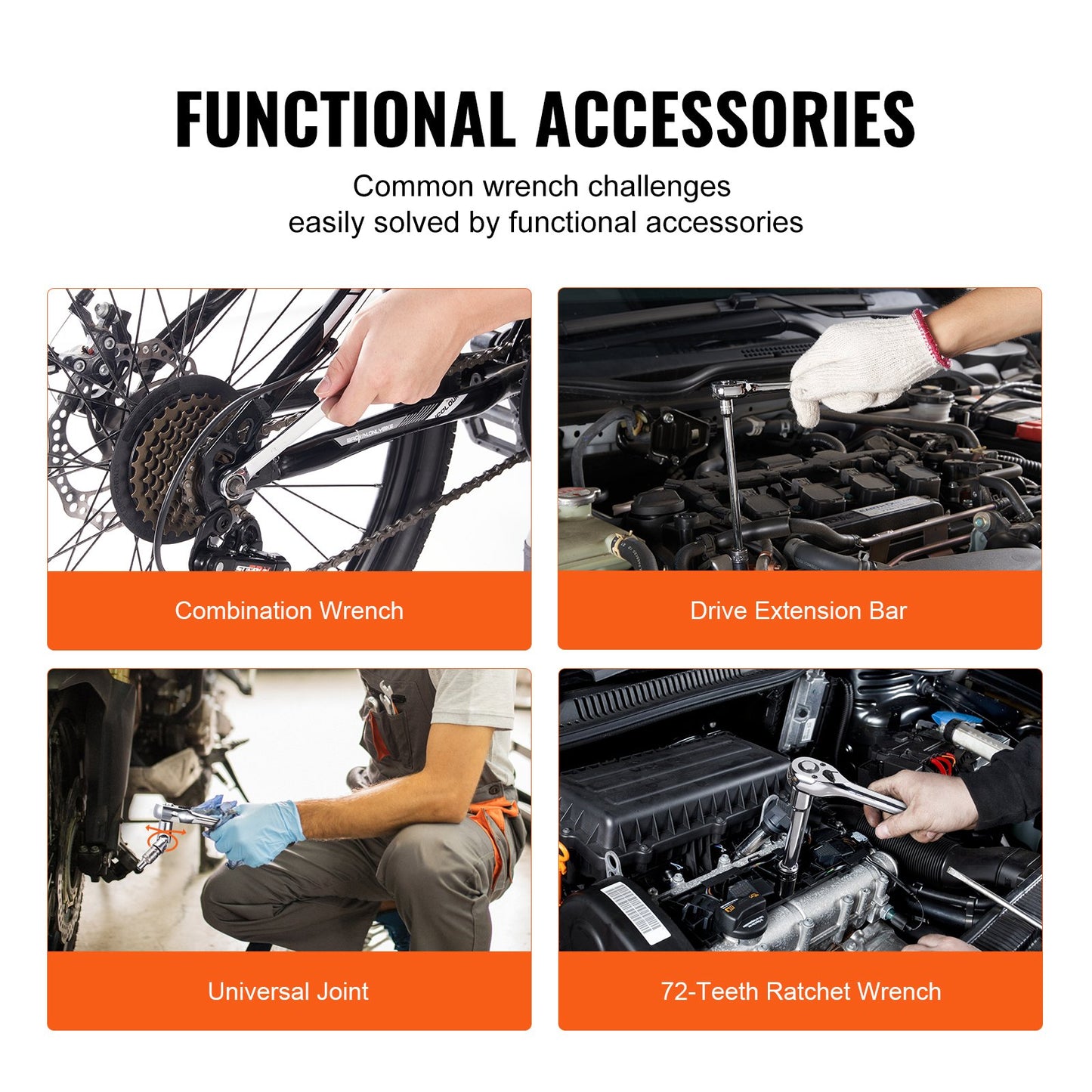 VEVOR Mechanics Tool Set and Socket Set 1/4in 3/8in Drive 145 Pcs SAE and Metric