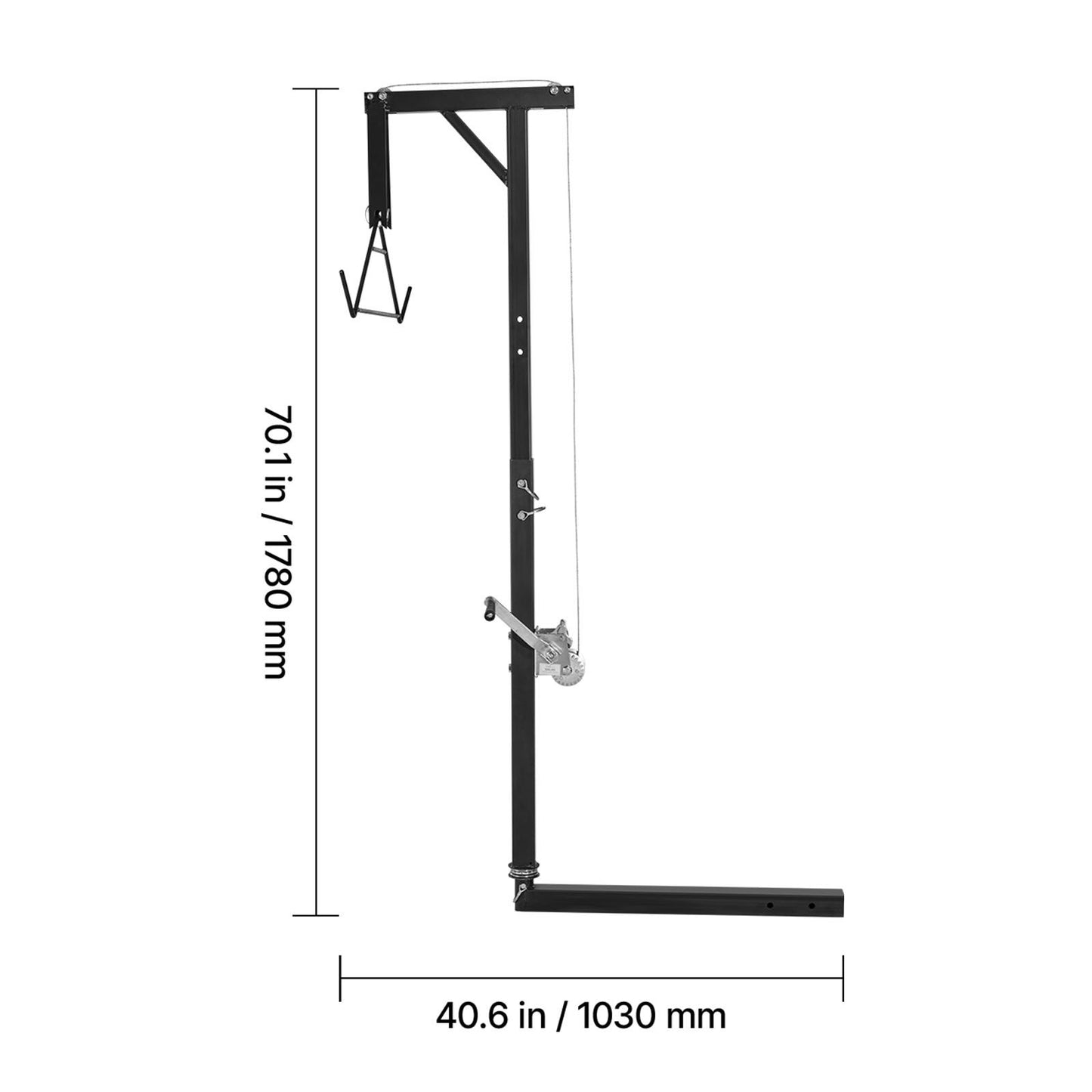Truck Hitch Game Hoist, 300 lbs Load Capacity, Hunting Deer Hoist with 2-inch Receiver, 360-Degree Swivel Shaft & Adjustable Height, Includes Gambrel Winch for Skinning & Cleaning Game