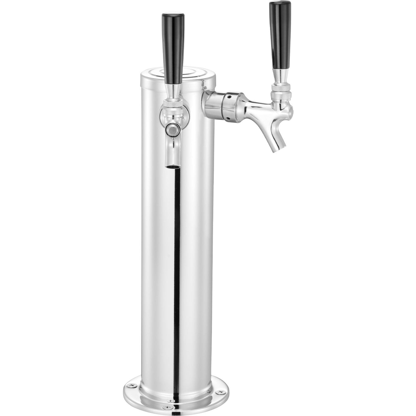 Dual Taps Draft Beer Tower Dispenser, Stainless Steel Keg Beer Tower, Kegerator Tower Kit with Pre-Assembled Tubing and Self-Closing Faucet Shanks for Party, Bar, Pub, Restaurant