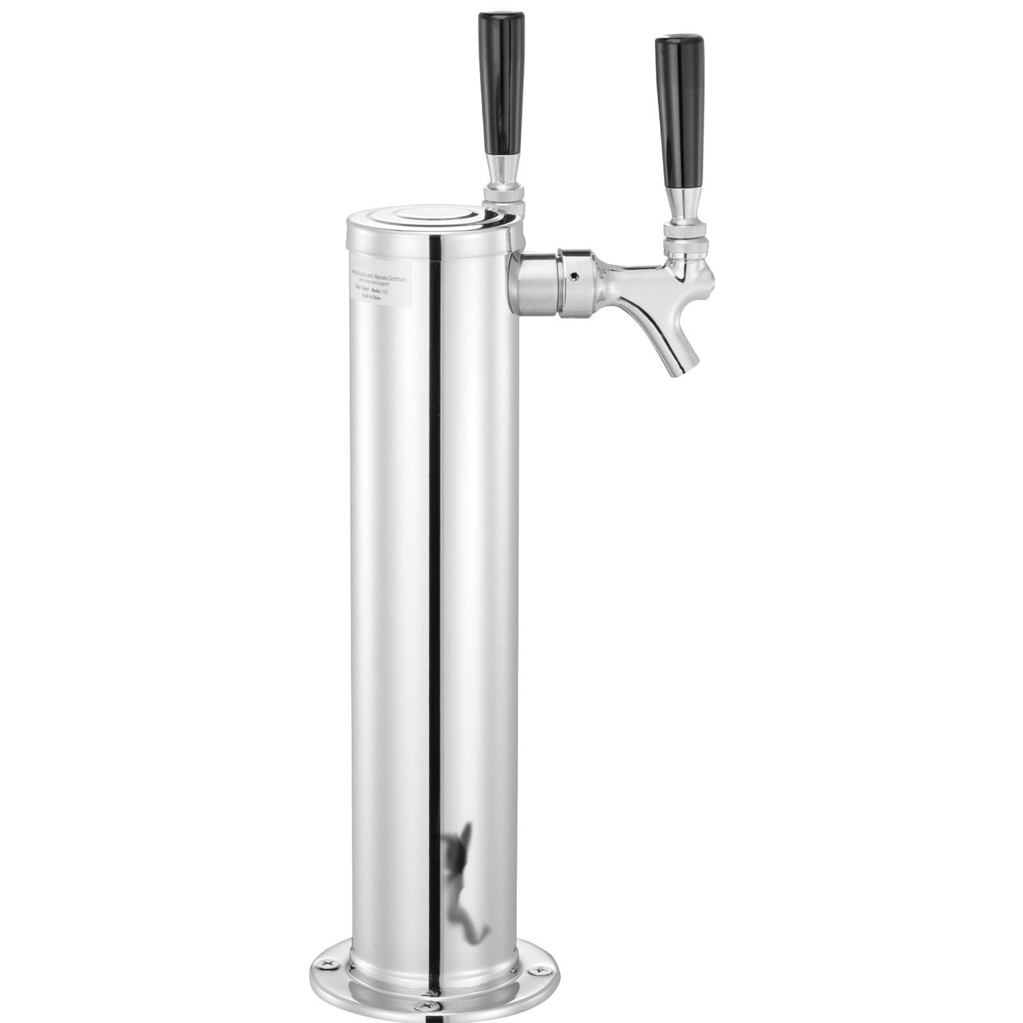 Dual Taps Draft Beer Tower Dispenser, Stainless Steel Keg Beer Tower, Kegerator Tower Kit with Pre-Assembled Tubing and Self-Closing Faucet Shanks for Party, Bar, Pub, Restaurant