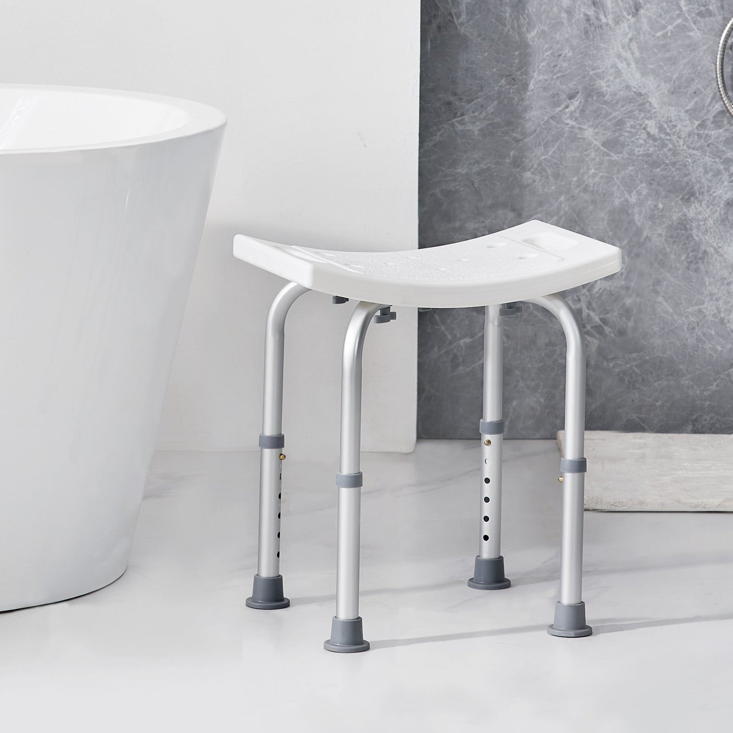 VEVOR Shower Chair, Adjustable Height Shower Stool with Built-in Handles, Shower Seat for Inside Shower or Tub, Non-Slip Bench Bathtub Stool Seat for Elderly Disabled Handicap, 158.8 kg Capacity