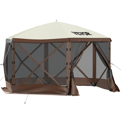 VEVOR Pop-up Camping Gazebo Camping Canopy Shelter 6 Sided 10' x 10' Sun Shade
