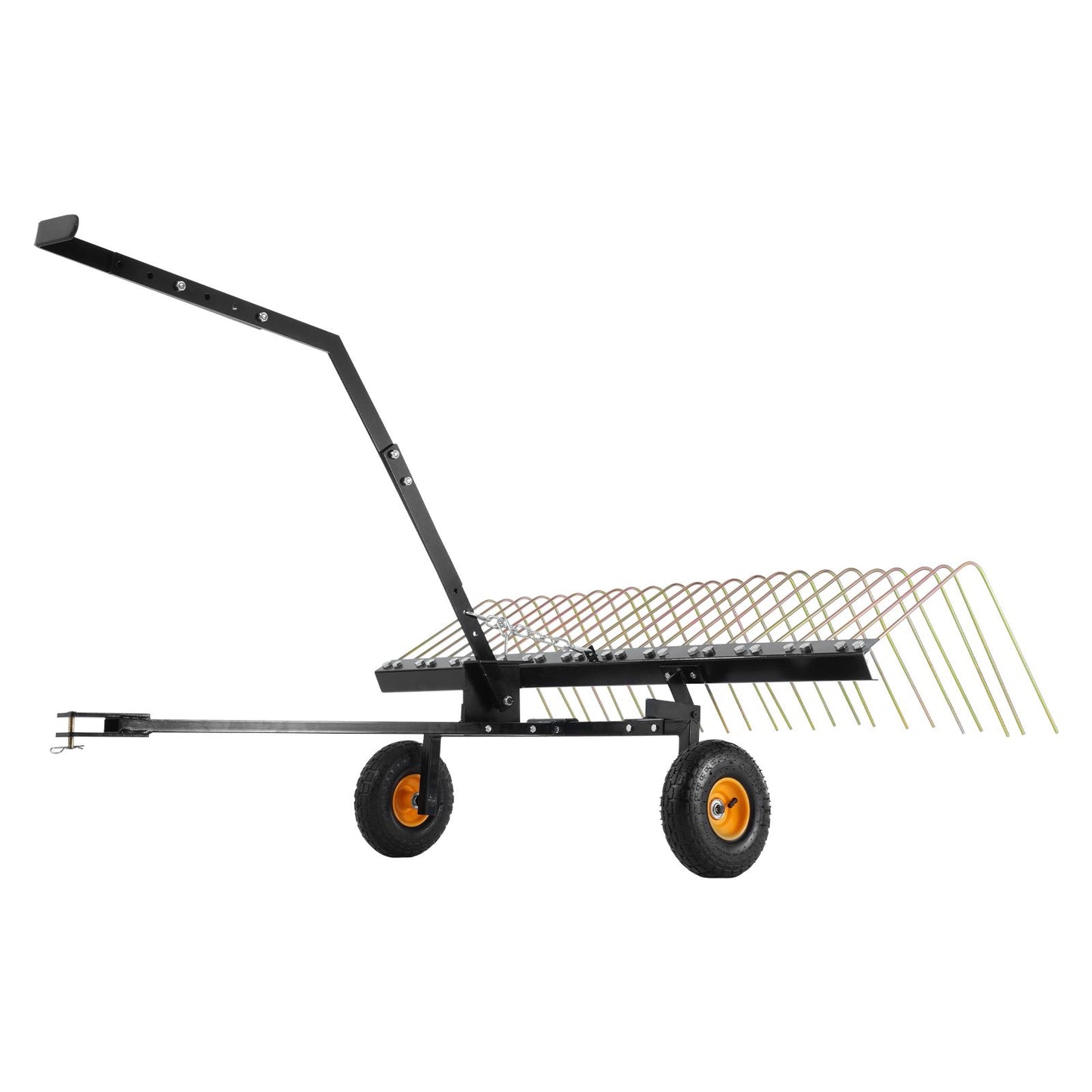 Tow Behind Dethatcher, 1.5m Tow Dethatcher with 24 Steel Tines, Lawn Dethatcher Rake for ATV or Mower, Tow Behind Lawn Rake with Lift Handle for Leaves, Pine Needles, and Grass