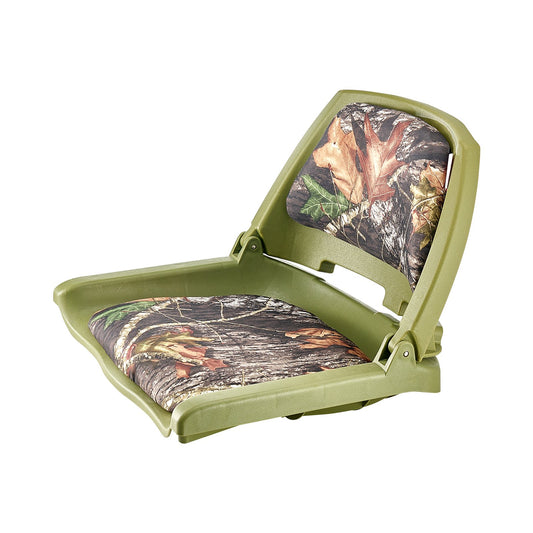 VEVOR Boat Seat, Low Backrest, Folding Fishing Boat Seat with Thickened Sponge Cushion & PU Polyester Fabric, Strong PP Frame, Flip Up Boat Seat for Fishing Boats, Yachts, Ships, Camouflage Color