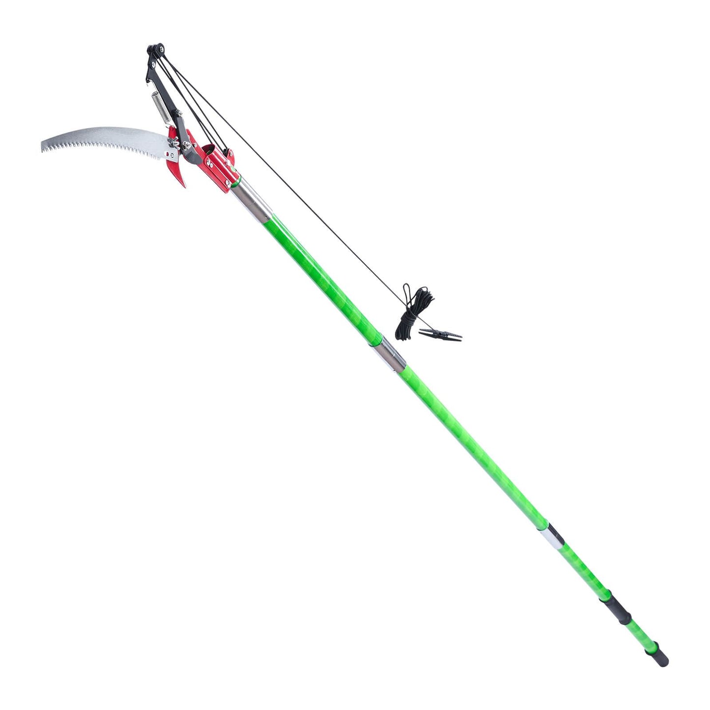 Manual Pole Saw, 118-809.3 cm Extendable Pole Tree Pruner with Scissors, Sharp 65Mn Steel Blade, Lightweight Fiberglass Handle Pole, for High Branch Trimming, Pruning Tool for Palms and Shrubs