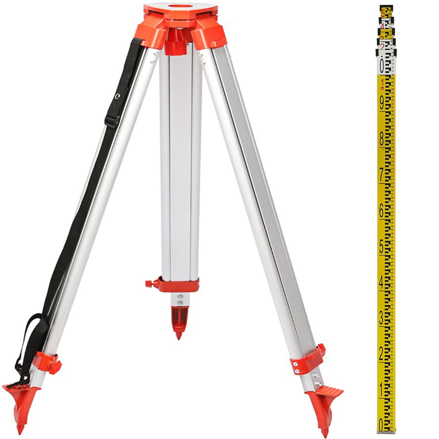 Vevor Super Combination 1.65m Aluminum Tripod + 5m Staff For Rotary Laser Leveltop