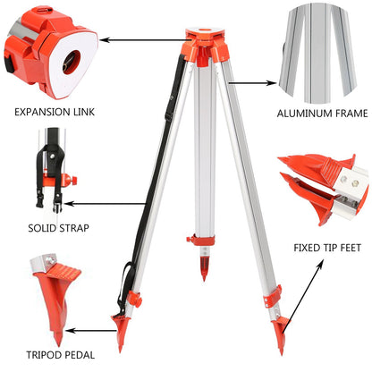 Vevor Super Combination 1.65m Aluminum Tripod + 5m Staff For Rotary Laser Leveltop