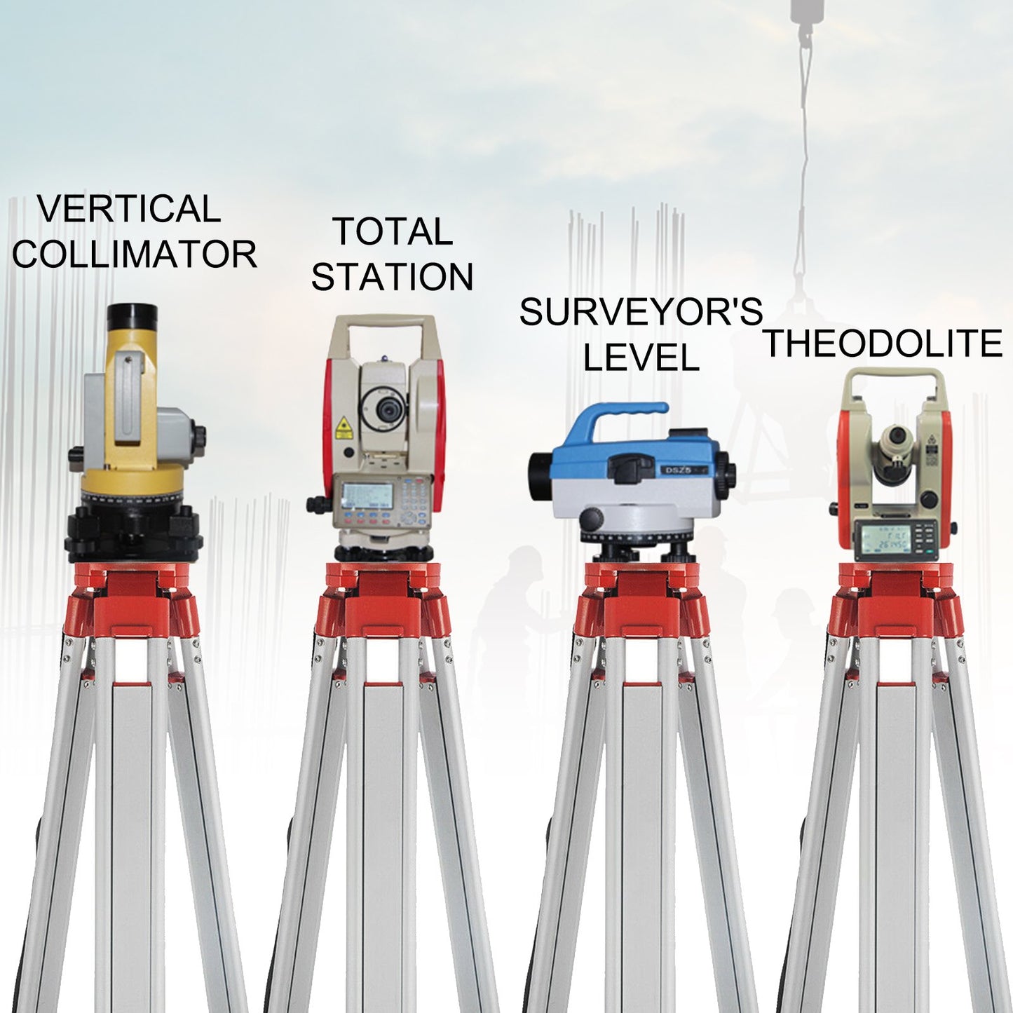 Vevor Super Combination 1.65m Aluminum Tripod + 5m Staff For Rotary Laser Leveltop