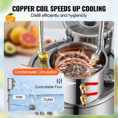 VEVOR Moonshine Still Water Alcohol Distiller 13.2Gal w/Thumper Keg & Water Pump