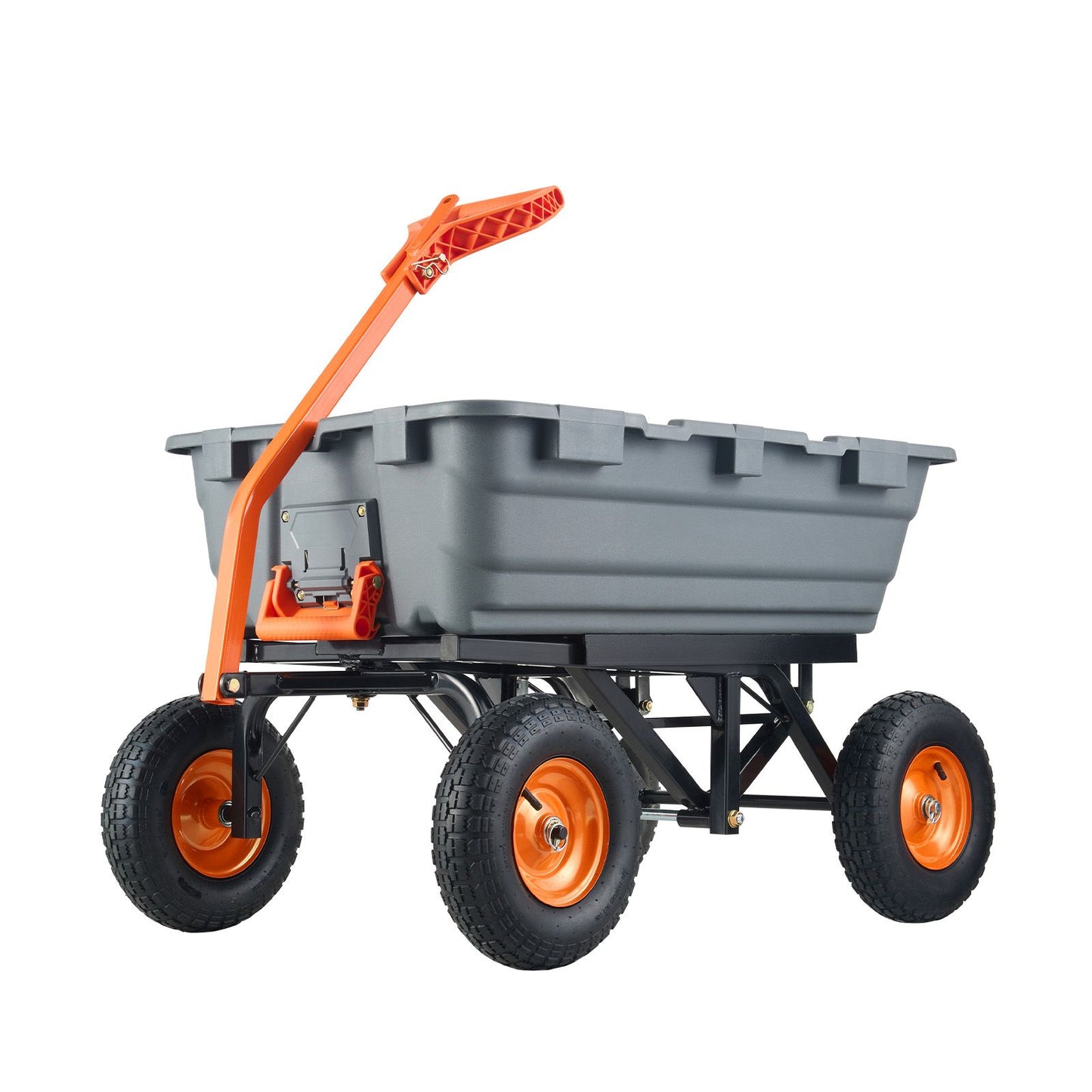 Dump Cart, Poly Garden Dump Cart with Easy to Assemble Steel Frame, Dump Wagon with 2-in-1 Convertible Handle, Utility Wheelbarrow 1500 lbs Capacity, 13 inch Tires