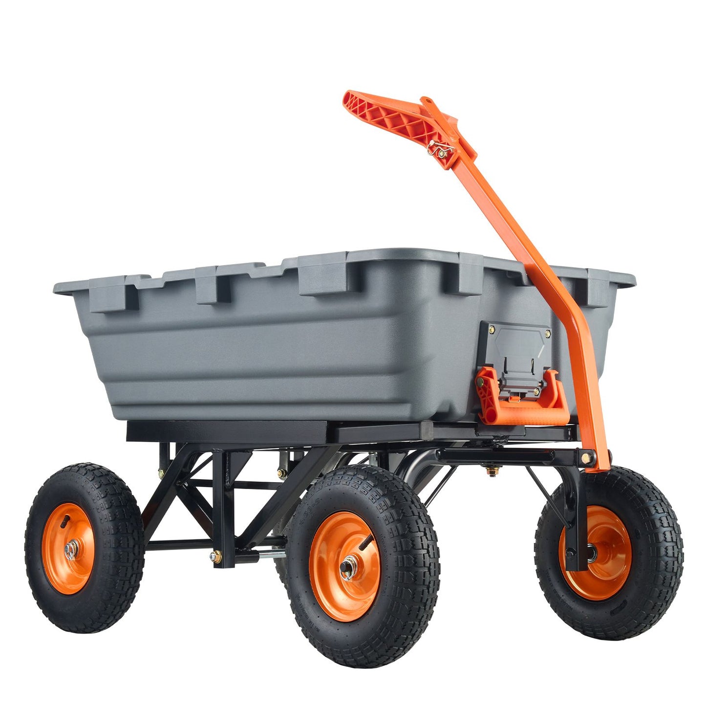 Dump Cart, Poly Garden Dump Cart with Easy to Assemble Steel Frame, Dump Wagon with 2-in-1 Convertible Handle, Utility Wheelbarrow 1500 lbs Capacity, 13 inch Tires