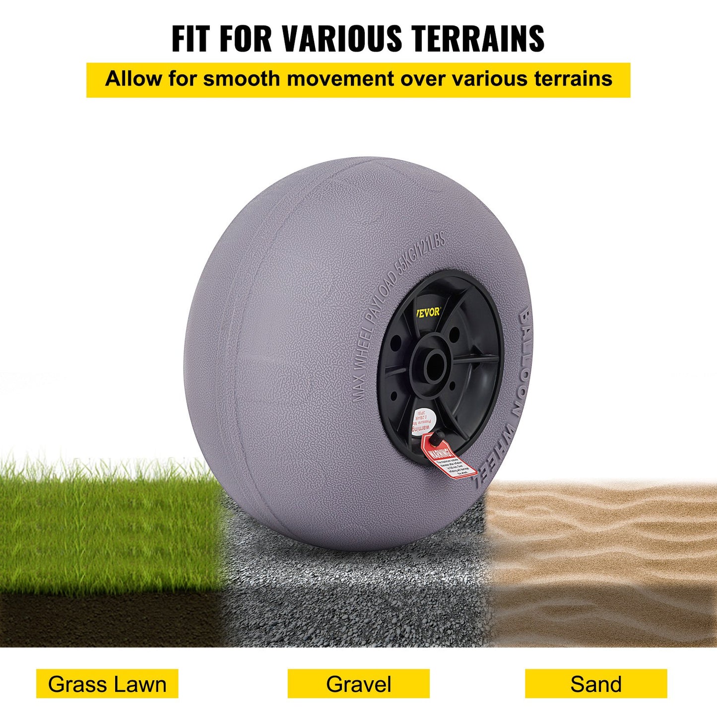 VEVOR Balloon Beach Wheels Replacement Beach Tires 13" TPU 121 LBS Load Capacity