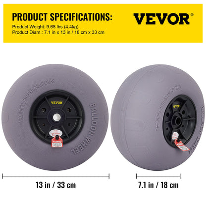 VEVOR Balloon Beach Wheels Replacement Beach Tires 13" TPU 121 LBS Load Capacity