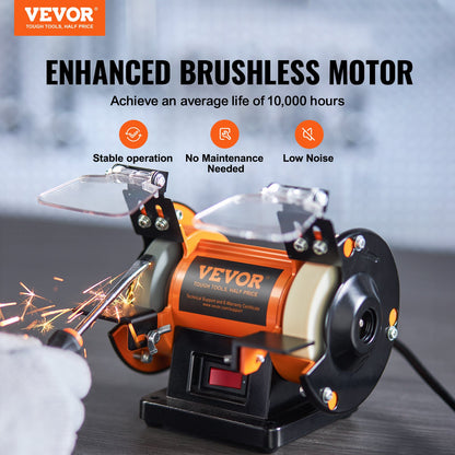 VEVOR Jewelry Polisher, Bench Grinder Polishing & Buffing Machine, 3590RPM Bench Lathe Polisher with 1 Wool Wheel & 1 Abrasive Fiber Wheel & 1 Grinding Wheel & 100pcs Tools