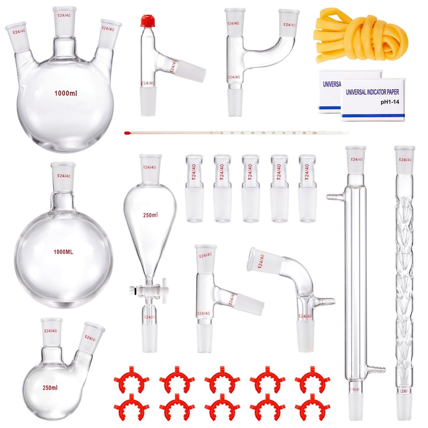 Lab Glassware Distillation Kit 1000ml 3.3 Boro 29 pcs Glassware Equipment