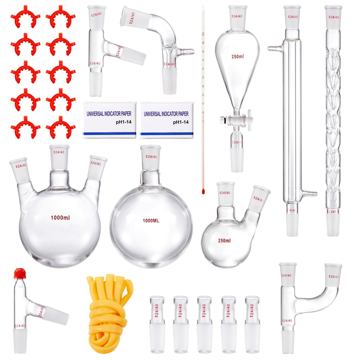 Lab Glassware Distillation Kit 1000ml 3.3 Boro 29 pcs Glassware Equipment